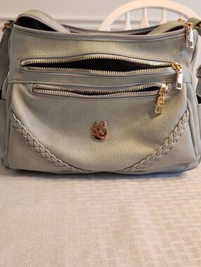 Braided Detail Leather Crossbody Bag - Sage Green
